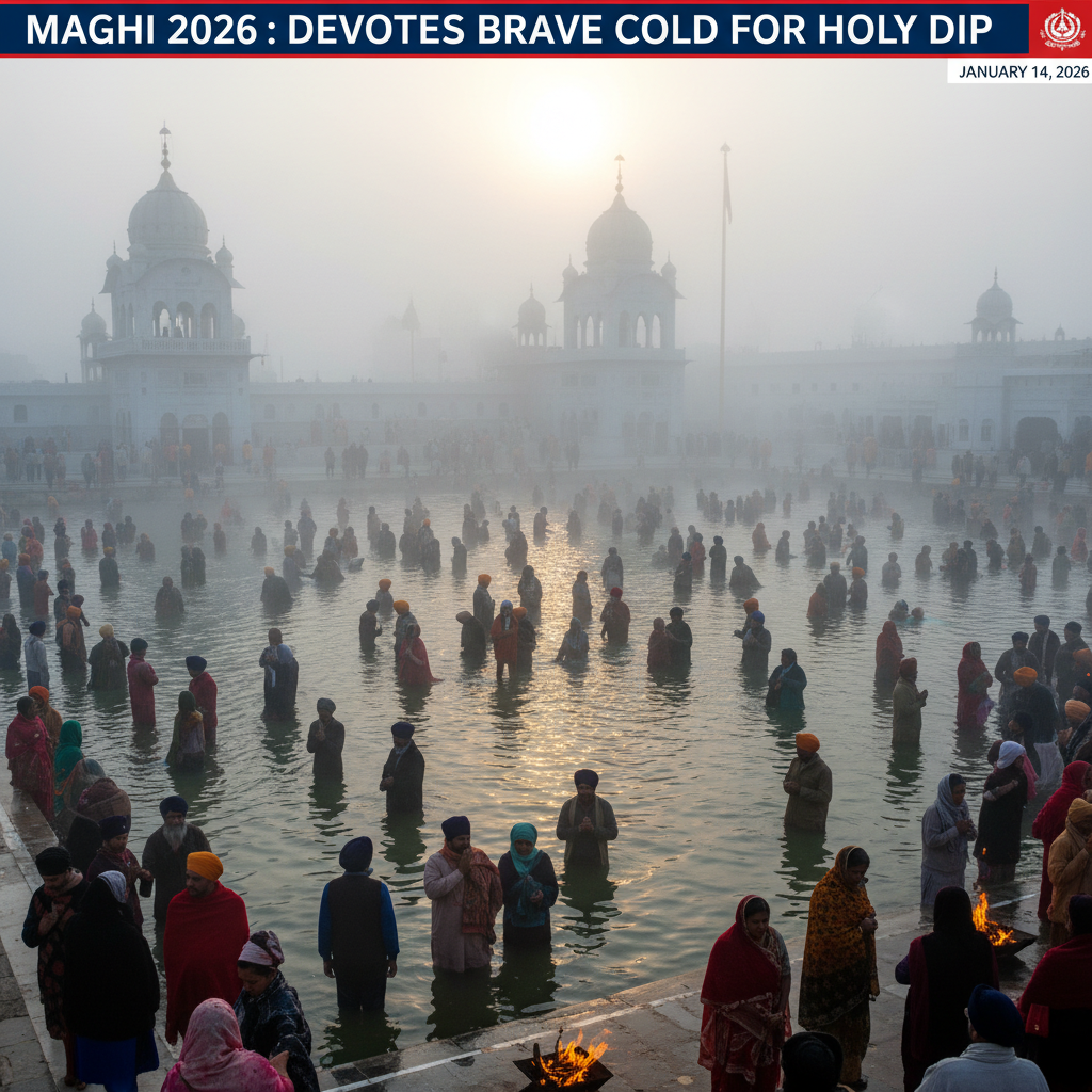Maghi 2026: Devotees Brave Cold to Take Holy Dip at Punjab's Sacred Gurdwaras